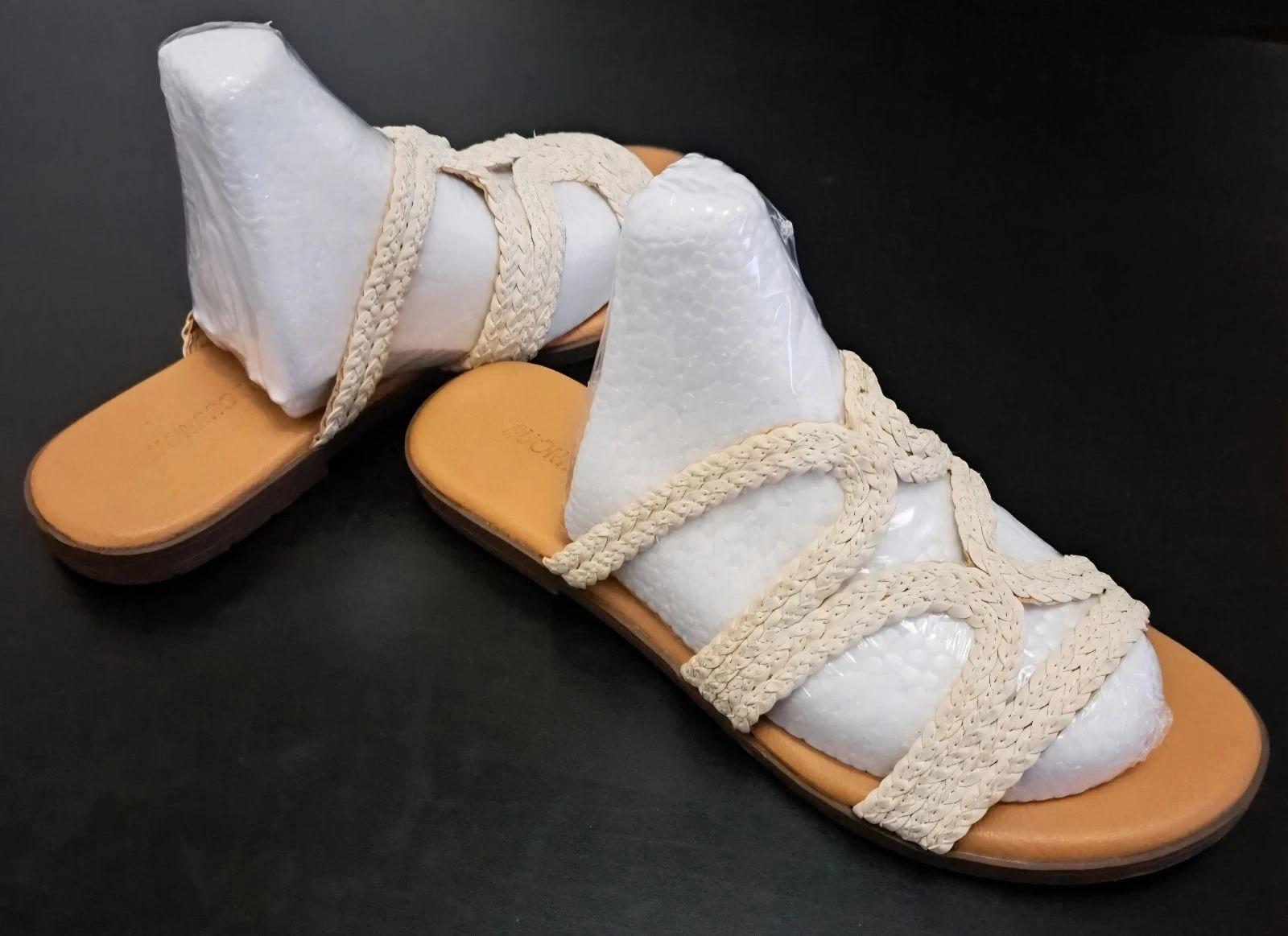 Braided Straw Raffia Sandals Pearl Beige • Size 37 • Boho Summer Must-Have – photo 3